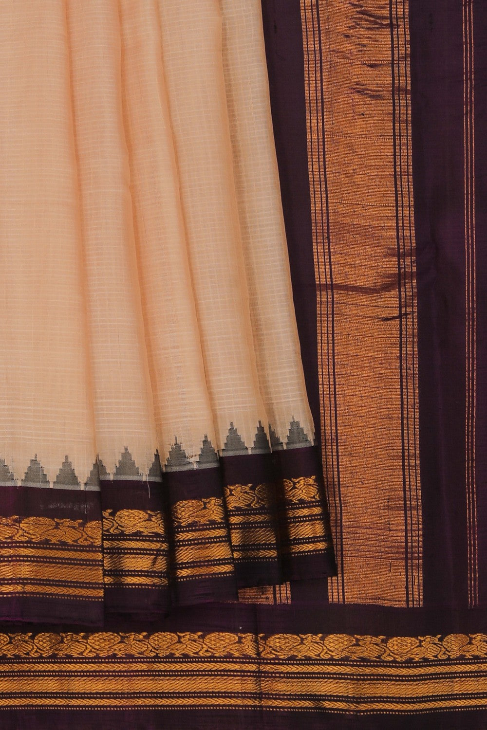 Image of Gadwal Cotton Beige Saree